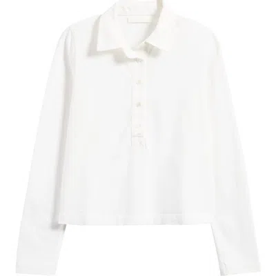 Wyeth Long Sleeve Cotton Polo In White