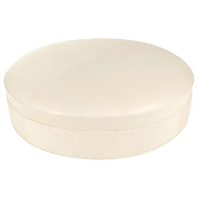 Pre-owned Wyeth Oversized Ottoman In Natural Leather, Made To Order In White