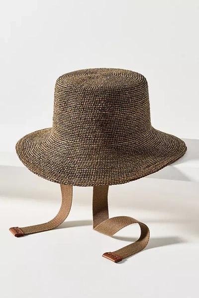 Wyeth Raffia Crochet Ties Bucket Hat In Brown