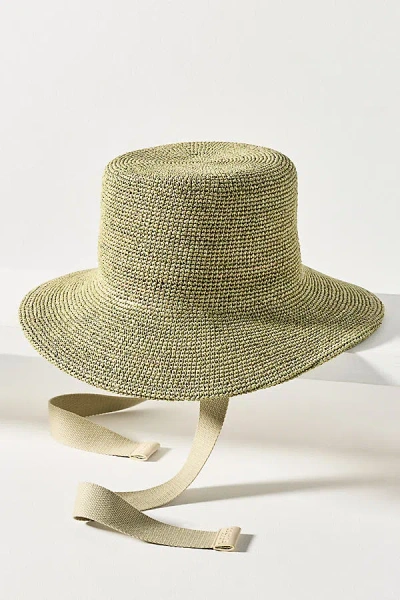 Wyeth Raffia Crochet Ties Bucket Hat In Green