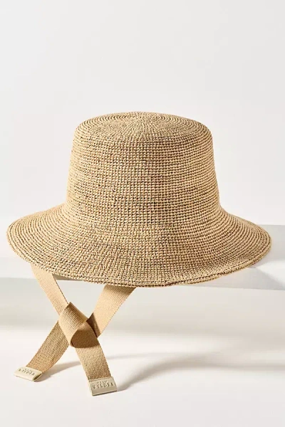 Wyeth Raffia Crochet Ties Bucket Hat In Sand