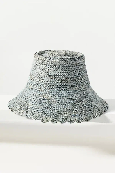 Wyeth Scalloped Straw Bucket Hat In Blue