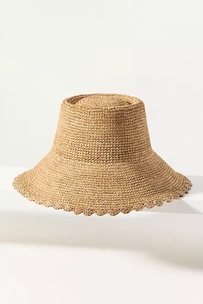 Wyeth Scalloped Straw Bucket Hat In Neutral