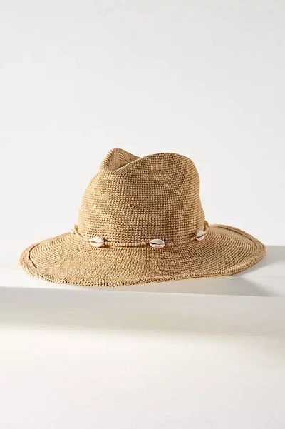 Wyeth Shell-trim Raffia Rancher In Beige