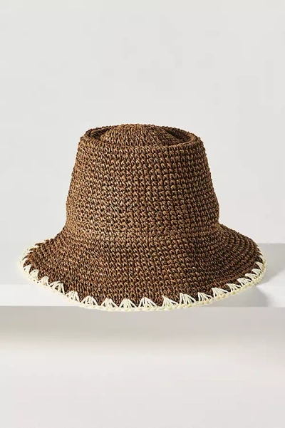 Wyeth Straw Whipstitch Bucket Hat In Brown