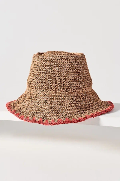Wyeth Straw Whipstitch Bucket Hat In Brown
