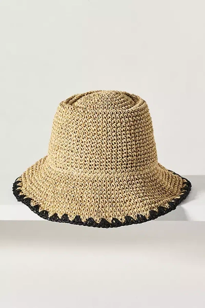 Wyeth Straw Whipstitch Bucket Hat In Neutral