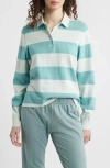 Wyeth Stripe Cotton & Cashmere Polo Sweater In Azure