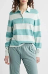 Wyeth Stripe Cotton & Cashmere Polo Sweater In Blue