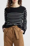 Wyeth Stripe Crewneck Sweater In Black/cream