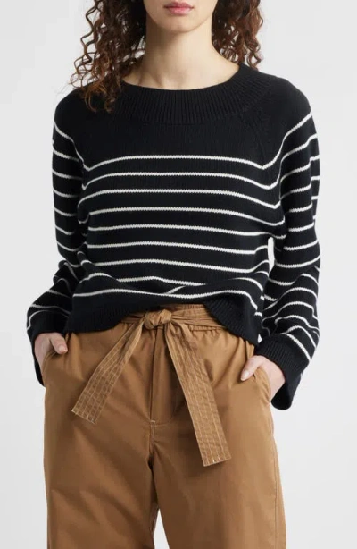 Wyeth Stripe Crewneck Sweater In Black/cream