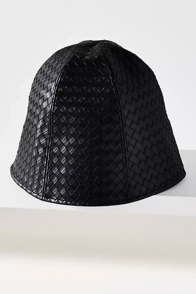 Wyeth Woven Leather Cloche In Black