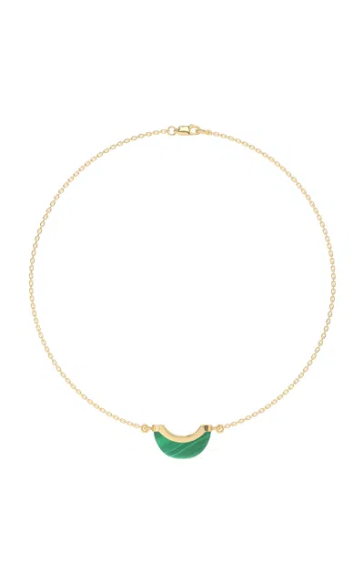 Wyld Box Jewelry 18k Yellow Gold And Malachite Luna Mini Necklace In Gold