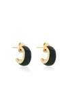 Wyld Box Jewelry 18k Yellow Gold And Onyx  Luna Huggies