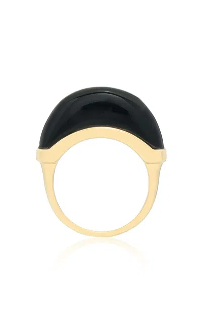 Wyld Box Jewelry 18k Yellow Gold And Onyx  Luna Mini Ring In Gold