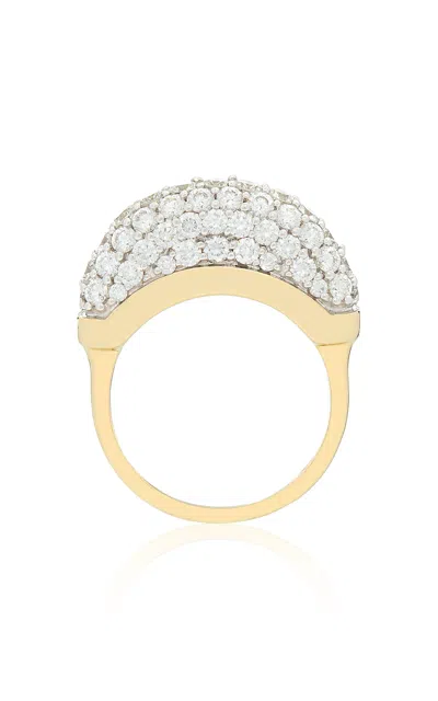 Wyld Box Jewelry 18k Yellow Gold Luna And Diamond Pave Mini Ring In Gold