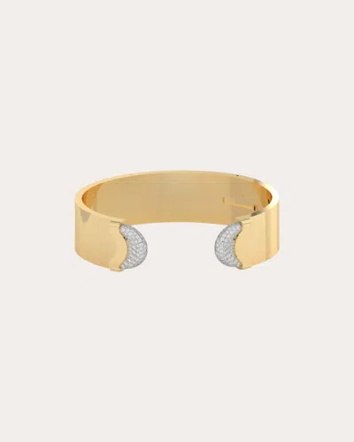 Wyld Box Women's Doppia Luna 18k Gold Diamond Pavé Wide Cuff Bracelet