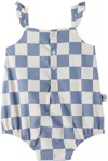 Wynken Baby Blue & White Cuore Romper In Dusk Blue