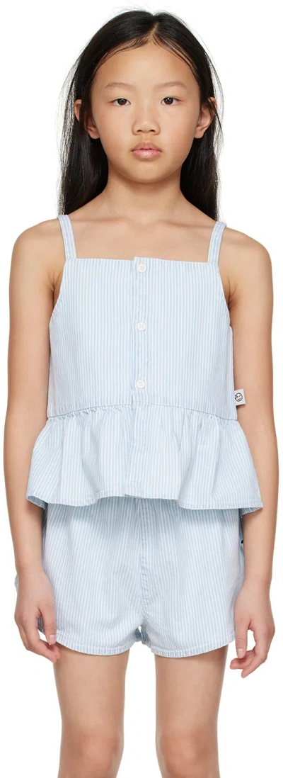 Wynken Kids Blue Dansent Denim Tank Top In Pale Hickory Denim