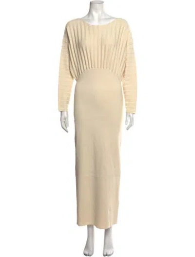 Pre-owned Wynn Hamlyn Bateau Neckline Long Dress In Neutrals