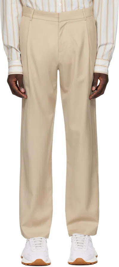 Wynn Hamlyn Beige Pleat Trousers In Wheat