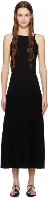 Wynn Hamlyn Black Accordion Slip Maxi Dress In Black