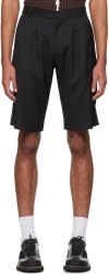 Wynn Hamlyn Black Double Pleat Shorts In Black Pinstripe
