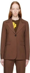 Wynn Hamlyn Brown Boxy Blazer In Dark Brown