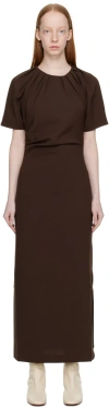 Wynn Hamlyn Brown Danielle Midi Dress In Dark Brown
