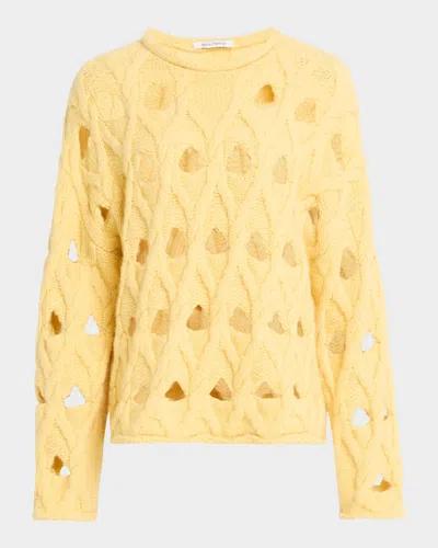 Wynn Hamlyn Cable-knit Crewneck Sweater In Lemon