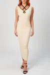 Wynn Hamlyn Cotton Key Hole Knit Dress In Natural In Neutral