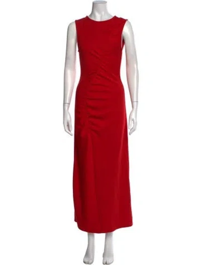 Pre-owned Wynn Hamlyn Crew Neck Long Dress In Red