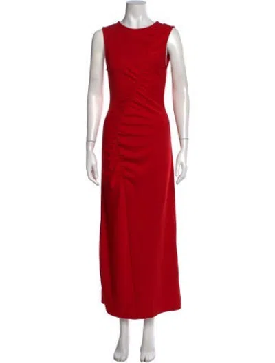 Pre-owned Wynn Hamlyn Crew Neck Long Dress In Red