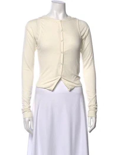 Pre-owned Wynn Hamlyn Crew Neck Long Sleeve Button-up Top In Neutral