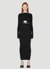 Wynn Hamlyn Ribbed High-neck Cut-out Midi Dress In Black