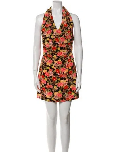 Pre-owned Wynn Hamlyn Floral Print Mini Dress In Orange