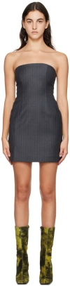 Wynn Hamlyn Gray Tandi Minidress In Grey Pinstripe