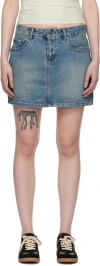 Wynn Hamlyn Indigo Washed Denim Miniskirt In Mid Wash Indigo
