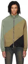 Wynn Hamlyn Khaki & Tan Chevron Bungy Jacket In Cactus/copper/black