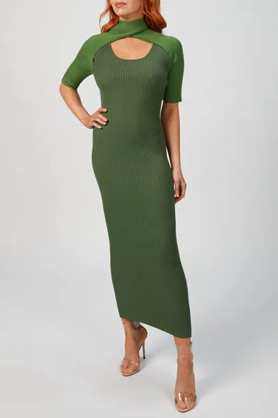 Wynn Hamlyn Loop Layered Knit Dress In Vert In Green