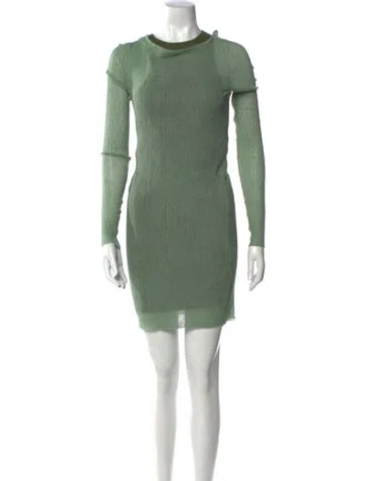 Pre-owned Wynn Hamlyn Mock Neck Mini Dress In Green