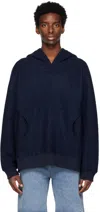 Wynn Hamlyn Navy Raglan Sleeve Hoodie In Navy