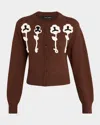 Wynn Hamlyn Pansy Appliqué Cardigan In Brown
