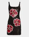 Wynn Hamlyn Pansy Button Appliqué Mini Dress In Black