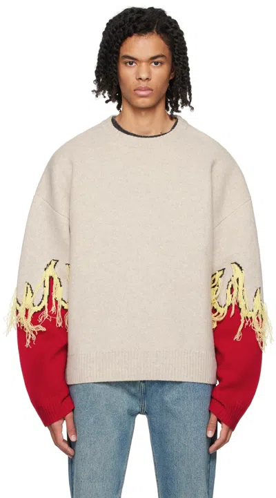 Wynn Hamlyn Red & Gray Flame Sweater In Red/grey