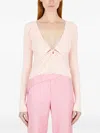 Wynn Hamlyn Ruched-panel V-neck T-shirt In White