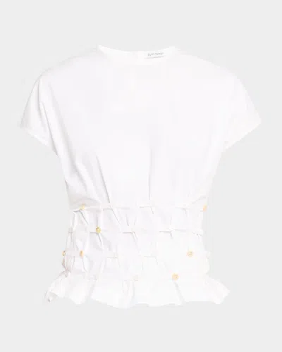 Wynn Hamlyn Short-sleeve Button Top In White