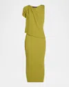 Wynn Hamlyn Shrug Rib-knit Midi Dress In Green