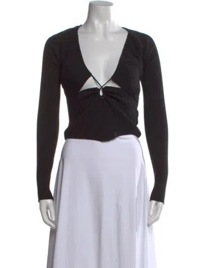 Pre-owned Wynn Hamlyn Silk V-neck Sweater In Black