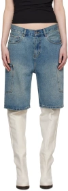 Wynn Hamlyn Ssense Exclusive Indigo Denim Shorts In Mid Wash Indigo
